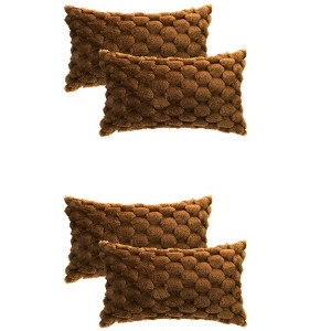 Unique Bargains Sofa Couch Home Decorative Soft Faux Fur Fuzzy Plush Throw Pillow Covers 4 Pcs - 1 of 4