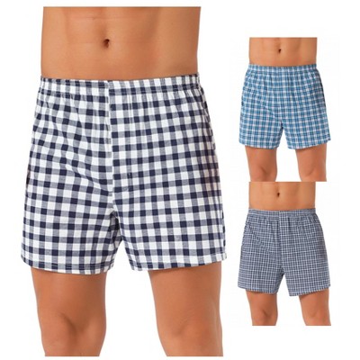 INSPIRE CHIC Men's 3 Pack Classic Plaid Pattern Boxer Shorts