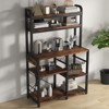 Bakers Rack with Power Outlet,Kitchen Microwave Stand,Coffee Bar Station Storage Shelves and Basket,Industrial Microwave Oven Rack Dining Living Room - 2 of 4