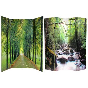 6" Double Sided Path of Life Canvas Room Divider Green - Oriental Furniture - 1 of 3