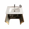 Etna 30" Striped Walnut Bathroom Vanity with Sink & Side Cabinet, Freestanding Vanity & Floating Storage Cabinet Combo for Modern Bathroom, KD - 4 of 4