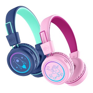 MEE audio KidJamz KJ55BT (2 Pack) Safe Listening Bluetooth Wireless Kid's Headphones with LED Lights - 1 of 4