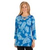 Collections Etc Paisley Print Lattice V-Neck 3/4 Length Sleeve Knit Top - 2 of 4