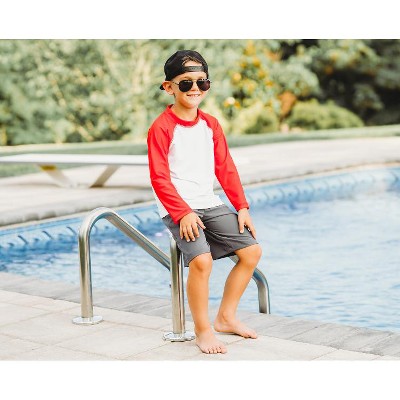 City Threads Boys UPF 50+ Soft Stretch Below the Knee Swim Board Shorts | Red - 20Y — фото 2