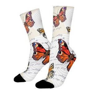 Vintage Butterfly Women Printed Crew Socks Funny Funky Socks Soft Polyester Novelty Gifts for Artists Men - 1 of 1