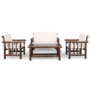 Karl Home Patio 4-Piece Wood Conversation Set - 1 of 4