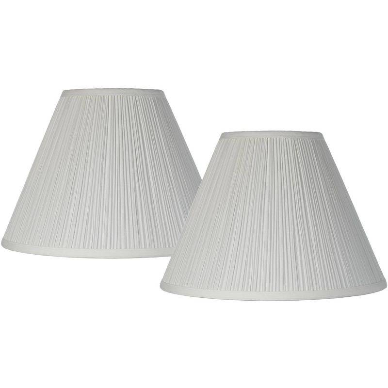 Springcrest Set of 2 White Pleated Medium Empire Lamp Shades 6.5" Top x 15" Bottom x 11" High (Spider) Replacement with Harp and Finial, 1 of 9