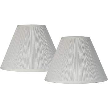 Springcrest Set of 2 White Pleated Medium Empire Lamp Shades 6.5" Top x 15" Bottom x 11" High (Spider) Replacement with Harp and Finial