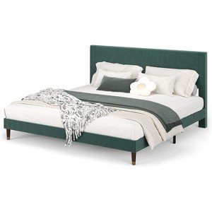 Jojoka Bed Frame with Headboard,Comfy Corduroy Upholstered Platform Bed Frame with Wooden Slats Support - 1 of 4