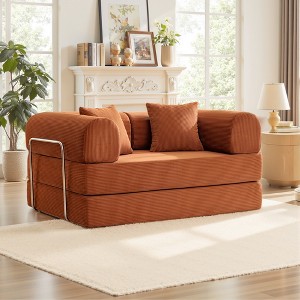 KERDOM Comfy Convertible Folding Mattress Couch, Loveseat Sleeper Fold-Out Sofa Bed with Armres for Living Room Bedroom Lounge Studio Floor Sofa Couch - 1 of 4