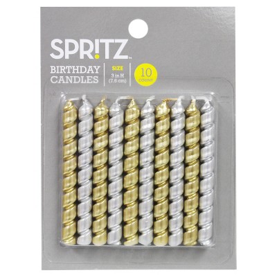 10ct Spiral Birthday Candle Gold/Silver - Spritz™