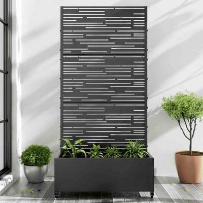 Lirago Iron Black Arch Mobile Planters Planting Box Trellis for Climbing Plants - 72x35