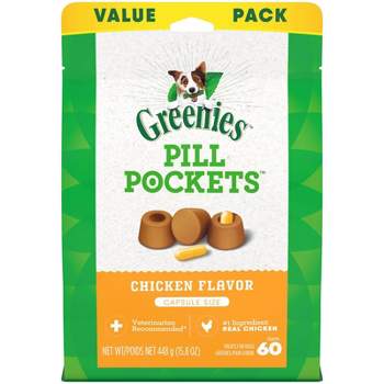 Greenies Capsule Size Pill Pockets Chicken Flavor Chewy Dog Treats - 60ct - 15.8oz