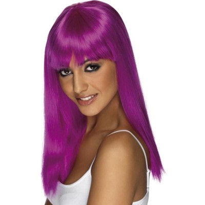 Smiffy's Long Straight Neon Purple Glamourama 80's Punk Rock Adult Costume Wig
