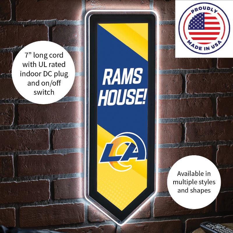 Evergreen Ultra-Thin Glazelight LED Wall Decor, Pennant, Los Angeles Rams- 9 x 23 Inches Made In USA, 5 of 7