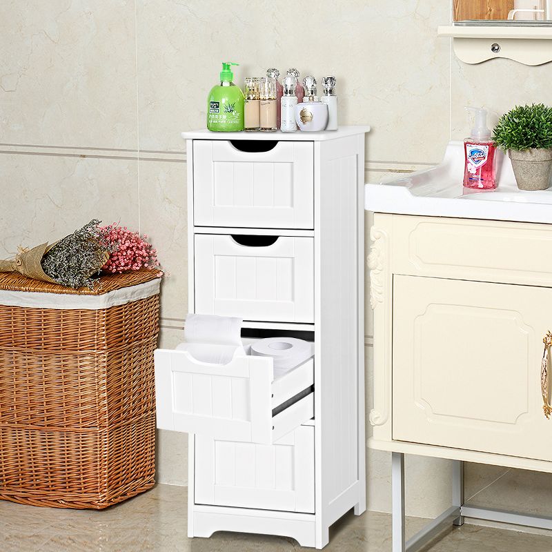 Tangkula 4 Drawers Bathroom Storage Cabinet Free-Standing Side Storage Organizer, White, 2 of 10