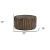 HomeRoots 36" Brown Solid Wood Round Drum Coffee Table - 3 of 4