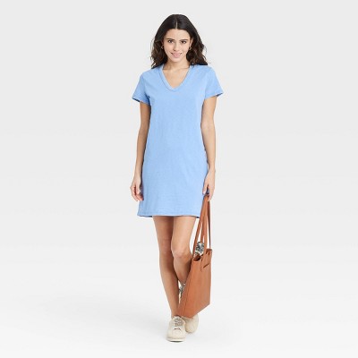 Women's Short Sleeve T-Shirt Dress - Universal Thread™ Blue XS