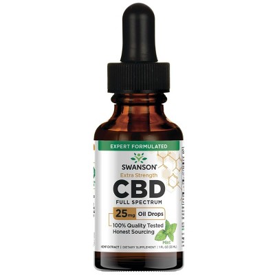 Swanson Extra Strength Cbd Full Spectrum - Mint 25 mg 1 fl oz.