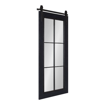 19" x 43" Cates Windowpane Framed Decorative Wall Mirror Black - Kate & Laurel All Things Decor