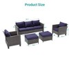 Sonkuki 5-Piece Patio Conversation Sofa Set Gray Rattan with Widen Armrest, - 3 of 4