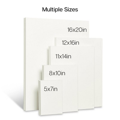 KINGART Stretched Canvas Multipack, 5 Sizes, 10-Pack