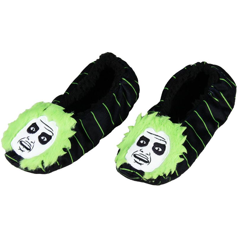 Beetlejuice Slippers 3D Hair Embroidered Character Slipper Socks No-Slip Sole, 1 of 5