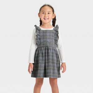 OshKosh B'gosh Toddler Girls' Plaid Skirtall Set - Gray/White - 1 of 4