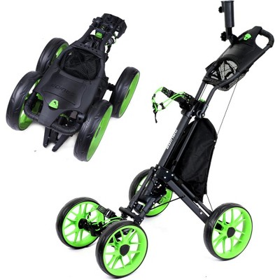 Probe Hues 4-Wheel Golf Push Cart with Brake, Cooler, Umbrella Holder
