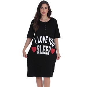 Just Love Womens Nightgown - Short Sleeve Henley Oversized Sleepwear Gown - 1 of 3