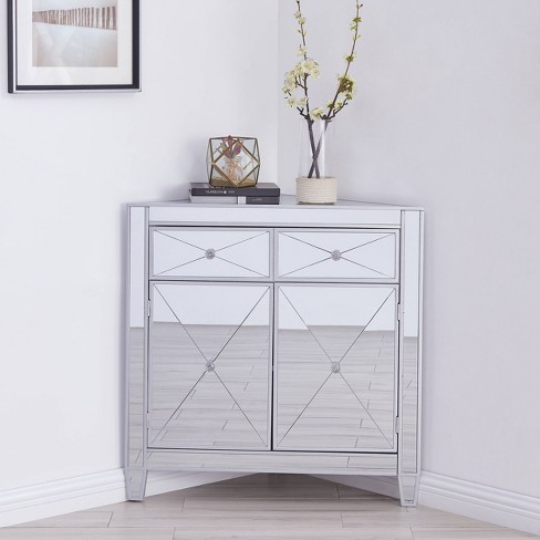 Monroe Mirrored Corner Cabinet Silver Aiden Lane Target