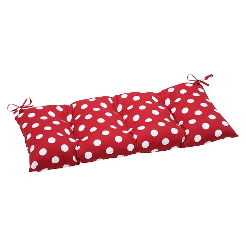 Outdoor Tufted Bench Loveseat Swing Cushion Red White Polka Dot Target