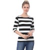 INSPIRE CHIC Women's Stripes Casual Basic Elbow Sleeves Boat Neck Slim Fit T-Shirts - 3 of 4