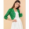 INSPIRE CHIC Women's Elegant 3/4 Sleeve Sheer Floral Lace Open Front Crop Shrug - 2 of 4