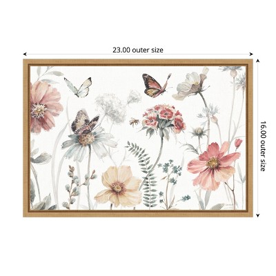Lisa Audit Floral and Butterfly Canvas Print with Maple Frame