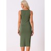 Allegra K Women's Scoop Neck Sleeveless Knit Slit Bodycon Midi Ribbed Dress - 3 of 4