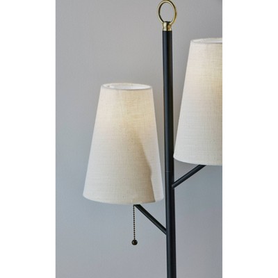 Daniel 27" Black and Antique Brass Table Lamp with Cream Shades