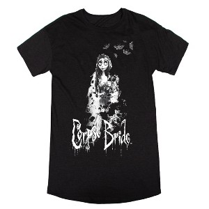 The Corpse Bride Emily Women’s Black Heather Quick Turn Nightshirt - 1 of 2