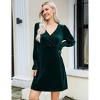Clearlove Women Velvet Dress Long Ruffled Sleeve v Neck Dresses with Belt - 2 of 4