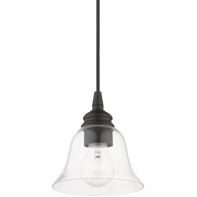 Black Hand-Blown Glass 1-Light Pendant for Indoor/Outdoor Use