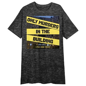 Only Murders In The Building Podcast Logo Art Crew Neck Long Sleeve Charcoal Heather Women's Night Shirt - 1 of 2