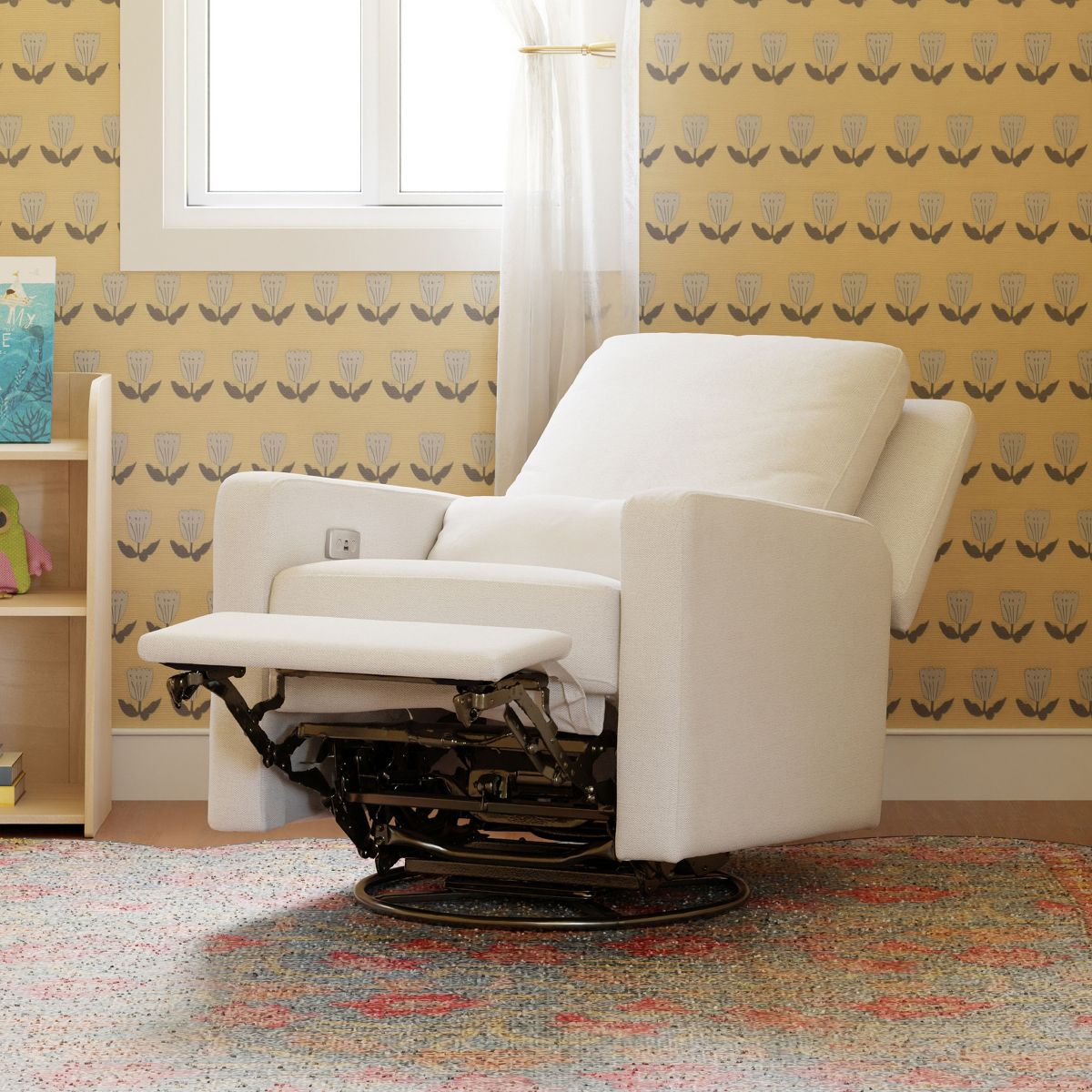 Babyletto Sigi Electronic Recliner and Swivel Glider with USB port - Performance Cream Eco-Weave - thumbnail 3