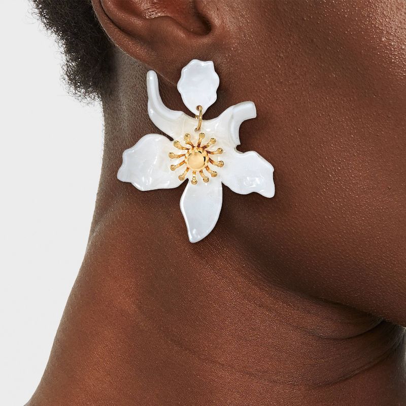 Flower Resin Earrings - A New Day&#8482; White, 3 of 10
