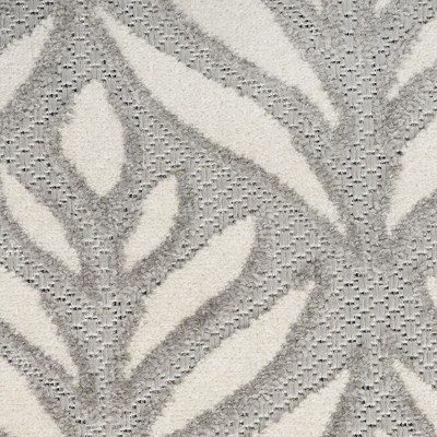 Aloha 8' Round Gray Synthetic Tropical Palm Outdoor Rug
