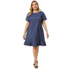 Agnes Orinda Women's Plus Size Cross Back Ruffle Hem Formal Chambray T-Shirt Dresses - 3 of 4