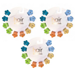 Hair Essentials 3 -Pack Mini Flower Hair Claw Clips - 30-Piece Set, Small and Lightweight, Vibrant Colors for Everyday Hair Styling, 30pcs - 1 of 3