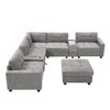 YOOCOZZ Chenille Sectional Sofa with 2 Consoles, Storage Drawers, USB Charging, Dual Side Pockets and Movable Ottoman - 2 of 4