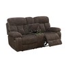 MAYEERTY Reclining Loveseat, 2-Seat Recliner Non-Pilling Breathable Fabric with Storage Groove & Cup Holders for Living Room, Brown - 3 of 4