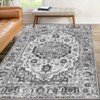 Washable Vintage Foral Rug Non Slip Low Pile Rug Soft Retro Throw Floor Cover Foldable Indoor Carpet for Living Room Bedroom Playroom Nursery - 2 of 4