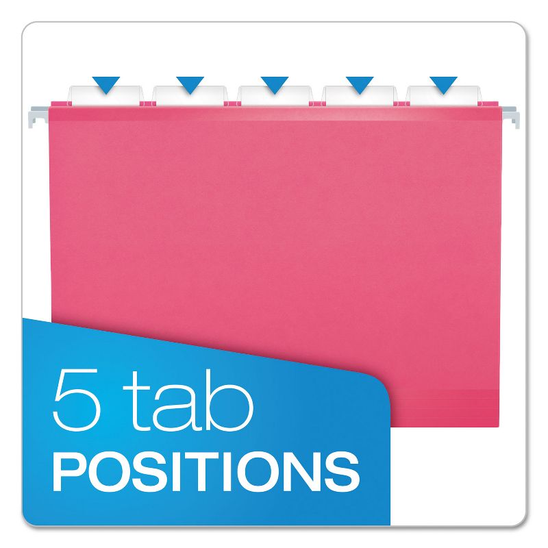 Pendaflex Reinforced Hanging Folders 1/5 Tab Letter Pink 25/Box 415215PIN, 4 of 9
